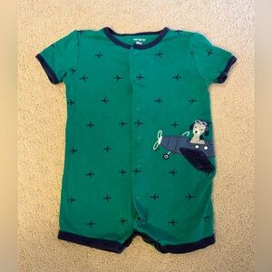 Carter’s 18M Puppy Pilot Airplane Romper Teal Green Snap One Piece